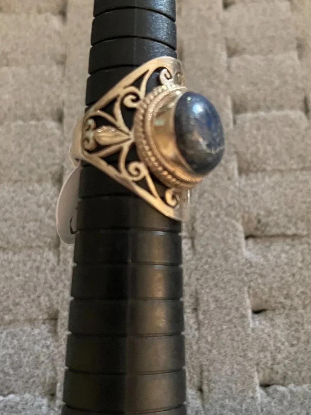 Vintage Sterling Silver Ring Lapis ? Size 5.75 Handmade Free People Boho $150